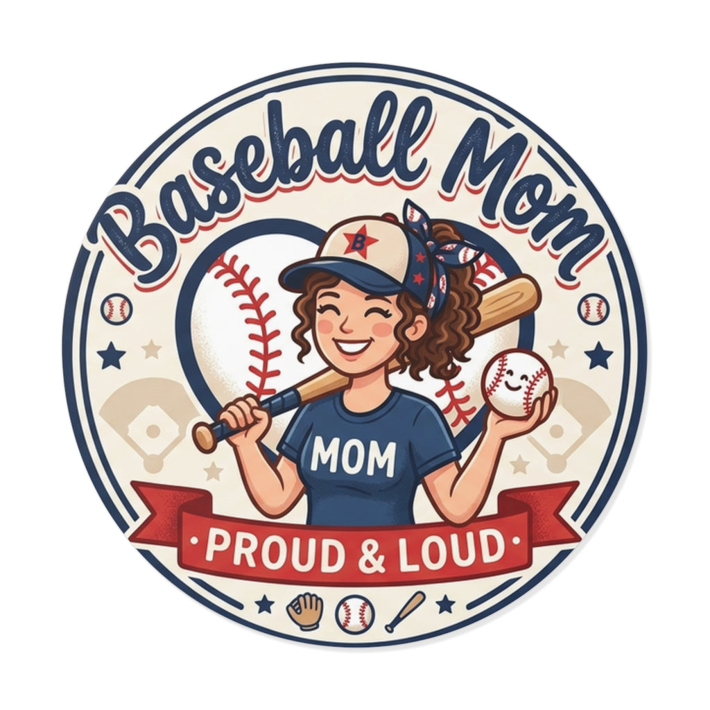 Baseball Mom Round Vinyl Sticker