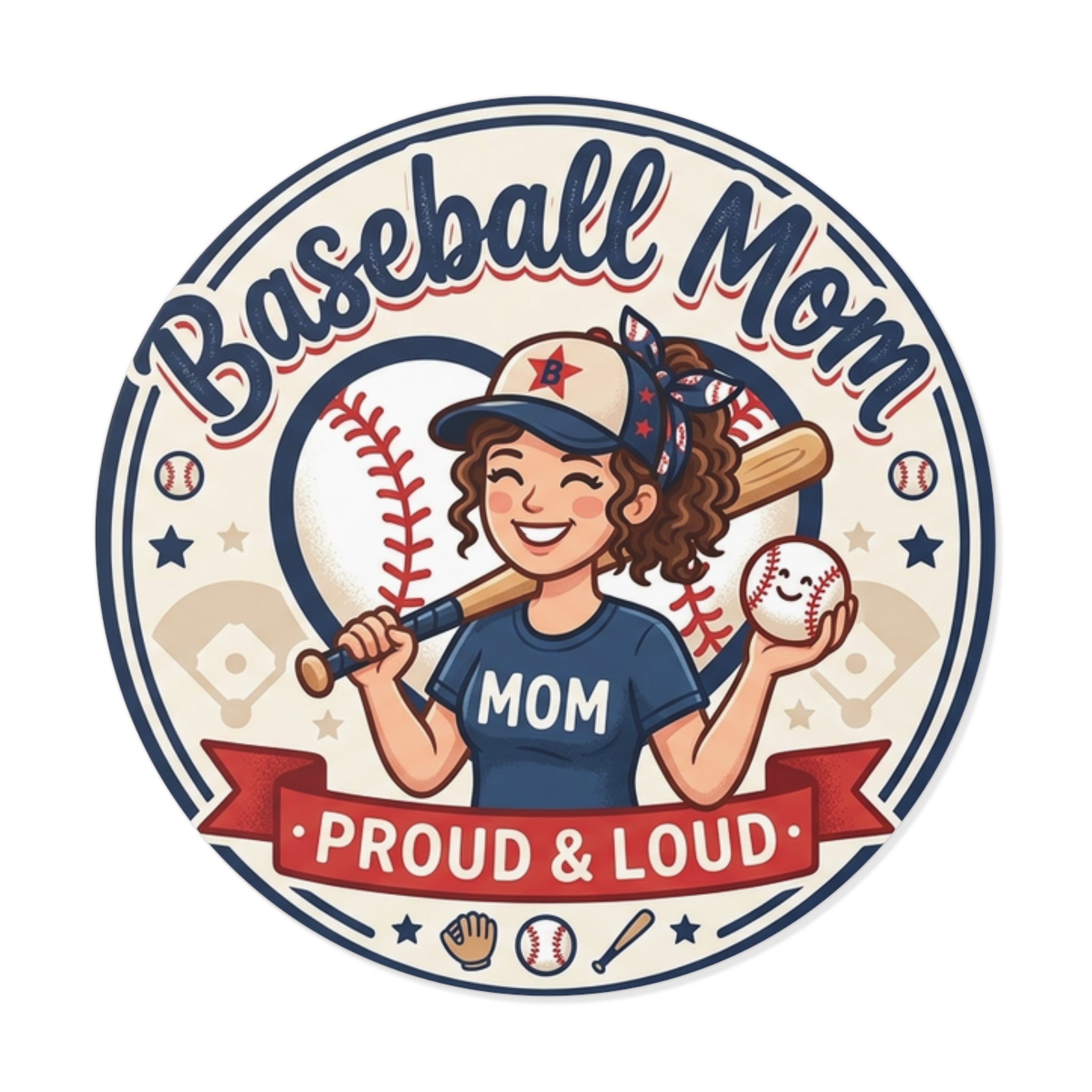 Baseball Mom Round Vinyl Sticker