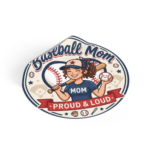 Baseball Mom Round Vinyl Sticker